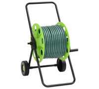 Dévidoir de tuyau avec tuyau d'arrosage de 20 m en PVC de 1,9 cm - Système d'irrigation inclus - 4 pièces - Vert