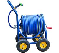 Dévidoir de tuyau d'arrosage avec tuyau - Rangement extérieur pour pelouse | Chariot enrouleur pratique pour arroser efficacement le jardin et le lavage de voiture, garde votre tuyau organisé et sans
