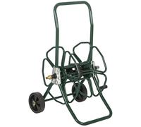 Dévidoir de tuyau d'arrosage sur roues, capacité 30 m tuyau Ø16 mm, chariot enrouleur métal vert
