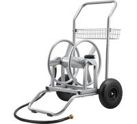Dévidoir de tuyau VEVOR, 6096/9144cm Dévidoir de tuyau de jardin, Enrouleur de tuyau avec deux roues, poignée & panier de rangement, Enrouleur de tuyau à double usage pour jardin, voiture 675x610x900m