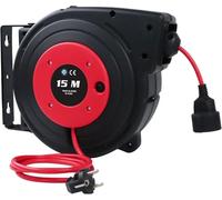 Dévidoir Mural de Câble Électrique Automatique, 15m + 2m, 2300W tambour automatique de câble, Rotation 180°,Pose suspendue Matériel de Montage Inclus Enrouleur Electrique Automatique avec Support