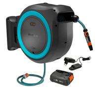 Gardena Dévidoir mural sans fil PowerRoll XL 18 V 35 m Batterie Li-Ion 2,5 Ah Chargeur Turquoise