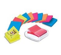 Dévidoir Z-notes Pro blanc rechargeable + 12 blocs Z-notes Super Sticky assortis 76 x 76 mm G