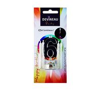 Devineau 1050406 Set de 4 Bougies Anniversaire Chiffre 6 LED Clignotant Paraffine Multicolore 7,5 x 3,4 x 17 cm