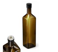 Devitre 1 bouteille d'huile de 1 l avec bec verseur, en verre marron, avec étiquette