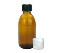 Devitre 1 bouteille en verre marron de 250 ml avec couvercle doseur et étiquette d'étiquetage