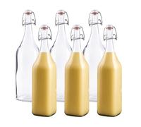 Devitre 6 bouteilles en verre de 1 l avec bouchon à étrier et étiquettes
