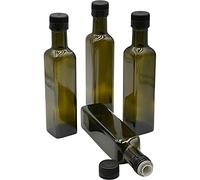 Devitre Lot de 4 bouteilles d'huile en verre de 250 ml avec bec verseur et étiquettes