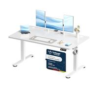 Devoko Bureau Assis-Debout Électrique 140x60 cm - Bureau Informatique Réglable en Hauteur Motorisé - Table de Bureau Ergonomique pour Télétravail avec 2 Mémoires de Position - Blanc