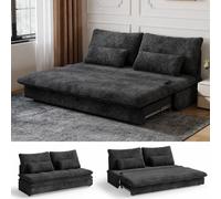 Devoko Canapé Convertible 2 Places en Tissu Chenille, canapé-lit Extensible avec Coffre de Rangement sous l’Assise, Dimensions 190 x 157 cm, canapé Pliable pour Salon et Appartement，Noir