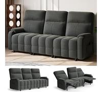 Devoko Canapé électrique 3 Places, Canapé Relax inclinable jusqu'à 155°, Idéal pour Une Utilisation Domestique, Port USB et Poche latérale, 202×83×102 cm, Gris
