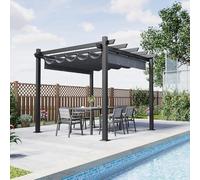 Devoko Pergola Aluminium 3x3, Pergola Jardin Exterieur, avec Fixations Magnétiques et Zone d'ombrage Réglable, Cadre en Aluminium, Convient pour Les Jardins et Les Cours,Gris