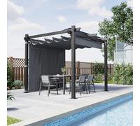 Devoko Pergola Aluminium 3x3, Pergola Jardin Exterieur avec Paroi Flancière, avec Fixations Magnétiques et Zone d'ombrage Réglable, Cadre en Aluminium, Convient pour Les Jardins et Les Cours,Gris