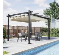Devoko Pergola Aluminium 4x3, Pergola Jardin Exterieur, avec Fixations Magnétiques et Zone d'ombrage Réglable, Cadre en Aluminium, Convient pour Les Jardins et Les Cours,Beige