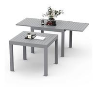Devoko Table De Jardin, Extensible, 80/160 X 80 X 75 Cm, Petite Table Extensible, en Aluminium, pour Balcon, Résistante Aux Intempéries, Extensible, Table À Manger D'Extérieur,Grigio Chiaro
