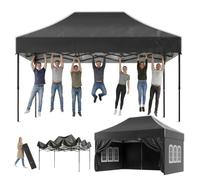 Devoko Tonnelle 3 x 4,5 m, étanche, Stable, résistante à l'hiver, avec pignons, parois latérales, Protection UV 50+, Tente de réception, Hauteur réglable, tonnelle pour Barbecue, Jardin, Cour