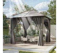 Devoko Tonnelle de Jardin 3x3 Imperméable et Stable, Tonnelle de Jardin Exterieur en Aluminium, Gloriette avec Toit Fixe Résistant aux UV, Hardtop Pavillon Convient pour Les Scènes Extérieures, Gris