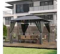 Devoko Tonnelle de Jardin 3x3m, Imperméable Deluxe Tonnelle, Tonnelle de Jardin Exterieur, Tonnelles à Cadre Métallique, Pergola Jardins Exterieur pour 4-6 Personnes, Gris