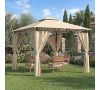 Devoko Tonnelle de Jardin 3x3m, Imperméable Deluxe Tonnelles, Tonnelle de Jardin Exterieur, Tonnelles à Cadre Métallique, Pergola Jardins Exterieur pour 4-6 Personnes, Beige