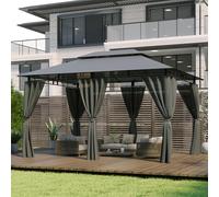 Devoko Tonnelle de Jardin 3x4m,Imperméable Deluxe Tonnelles,Tonnelle de Jardin Exterieur,Tonnelles à Cadre Métallique,Pergola Jardins Exterieur pour 6-8 Personnes,Gris