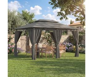 Devoko Tonnelle de Jardin 3x4m, Imperméable Deluxe Tonnelles, Tonnelle de Jardin Exterieur, Tonnelles à Cadre Métallique, Pergola Jardins Exterieur pour 6-8 Personnes, Gris