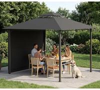 Devoko Tonnelle de Jardin Exterieur 3x3 m avec Auvent Latéral, Tonnelle Imperméable Stable, Protection UV 50+, Pergola Jardin Exterieur Extensible à 3x4.7m pour Cour, Terrasse, BBQ Fêtes, Gris