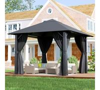 Devoko tonnelle de Jardin Exterieur 3x3,tonnelle de Jardin UV50+,pergola Aluminium Idéal pour Les arrière-Cours, Les arrière-Cours de Maison, Les réunions de Famille,Gris