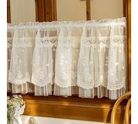 Devola - Rideau brise-bise Romantique - En dentelle - Avec motif brodé de fleurs - Court - Bistro - Petit - Rideau de fenêtre pour cuisine - Style maison - Dimensions : 60 x 120 cm - 1 pièce
