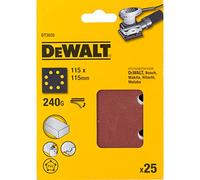 25 feuilles abrasives pour ponceuses vibrantes DEWALT DT3035-QZ - Grain 240 - 8 perforations - 115x115mm