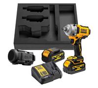 DeWALT - Clé à chocs sans fil 18V, 2 batteries 5,0 Ah XR, housse en caoutchouc, chargeur DCF891P2G