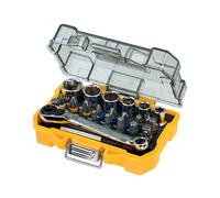 DEWALT - Coffret de 24 Pièces de Vissage Haute Performance - Assortiment de 24 Douilles et Embouts pour Tournevis - Coffret Robuste pour 24 Accessoires d’Outillage, DT71516-QZ