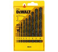 DEWALT Coffret de forets métal HSS-R, 10 pièces, DT5911-QZ | Coffret de 10 forets HSS-R Black Oxide pour métal, bois et plastique avec pointes rectifiées avec précision.
