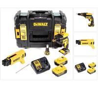 DeWalt DCF 620 NT 18 V Brushless Visseuse plaque de plâtre sans fil en Coffret TSTAK II + Chargeur pour vis à bande DeWalt DCF 6201 + 2x Batteries 4,0 Ah + Chargeur DCB 115 XR