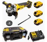 DEWALT Meuleuse d'angle sans fil DEWALT 18 Volt / 5 Ah, 125 mm (sans brosse), avec 3 batteries Quantité:1