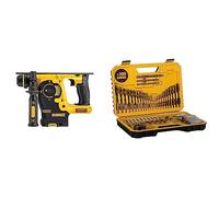 DEWALT DCH253N-XJ Marteau électro-eumatique XR 18 V SDS-Plus 2,1 J 3 Modes sans Chargeur/Batterie, Jaune/Noir, Bare Unit & Coffret de 100 Pièces de Perçage et Vissage Haute Performance - DT71563-QZ