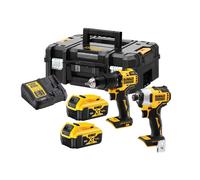 DeWALT DCK2062M2T-QW 18 V Li-ion XR Perceuse-visseuse À Percussion Sans Fil (DCD709) & Visseuse À Chocs Sans Fil (DCF809) Kit Combiné (2 Batteries 4,0 Ah) Dans TSTAK - Sans Balais