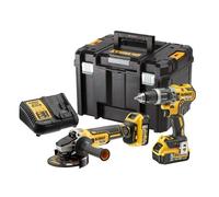 DeWalt DCK2080P2T-QW Kit 2 outils XR 18V 5Ah-Li-Ion Brushless - Perceuse visseuse percussion compact DCD796 - Meuleuse 125mm DCG405