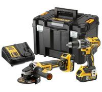DeWALT DCK2080P2T - Set Li-Ion 18V - Perceuse Visseuse À Percussion (DCD796) & Meuleuse D'angle (2x Batterie 5.0Ah) Dans TSTAK - Moteur Brushless