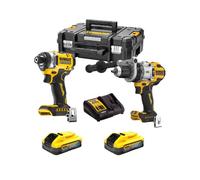 Dewalt DCK2200H2T-QW DCD1007 Perceuse-visseuse a percussion + DCF860 Visseuse à Chocs - 2X5.0Ah Batterie PowerStack + chargeur en T-STAK