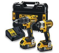 DeWALT DCK268P2T Perceuse Visseuse (DCD791) & Visseuse À Chocs (DCF887) À Batteries 18V Li-Ion (2x Batterie 5.0Ah) Dans TSTAK - Moteur Sans Charbon