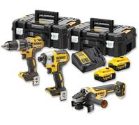 DeWALT DCK384P2T Jeu d'outils a batterie (DCD796+DCF887+DCG405+18V/2x5.0Ah) 2xTstak