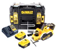 DeWalt DCP 580 P2 18 V Rabot sans fil 82 mm avec boîtier TSTAK VI + 2x Batteries DCB 184 5,0 Ah + 1x Chargeur DCB 115