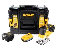 DeWalt DCS 334 E1T Scie sauteuse oscillante sans fil 18 V Brushless + 1x batterie Powerstack 1,7 Ah + chargeur + TSTAK