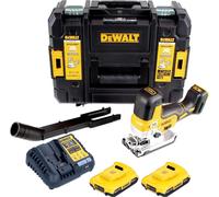 DeWalt DCS 335 D2 Scie sauteuse sans fil 18 V Brushless LED + Coffret de transport + 2x Batteries DCB 183 18V - 2 Ah XR Li-Ion + Chargeur Dewalt DCB 115 XR