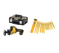 DEWALT DCS369NT-XJ Scie Sabre Compacte - XR 18V - Brushless - Sans Batterie Ni Chargeur - En Coffret TSTAK & DT2445-QZ Lame pour Scies Sabre, Argent, Set de 12 Pièces