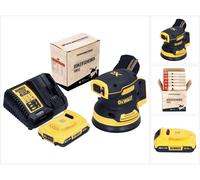 DeWalt DCW 210 D1 Ponceuse excentrique sans fil 18 V 125 mm Brushless + 1x batterie 2,0 Ah + chargeur + 1x Toolbrothers TURTLE set de disques de ponçage
