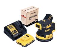 DeWalt DCW 210 D1 Ponceuse excentrique sans fil 18 V 125 mm brushless + 1x Batterie 2,0 Ah + Chargeur + 1x Jeu de disques abrasifs Toolbrothers TURTLE