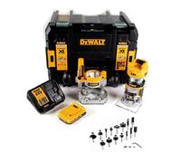 DeWalt DCW 604 NT Défonceuse multi-fonction sans fil 18V 55mm + 1x Batterie 2,0 Ah + Chargeur + Ensemble de 18 toupies Bosch en TSTAK + Coffret de transport