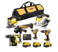 Dewalt DSET1 DCS391N + DCS331N + DCG405N + DCD796N + DCF887N + DCH273N - 6 ENSEMBLE DOUTILS ÉLECTRIQUES 18V XR - fournit avec 3 batteries 5.0 AH, chargeur et sac de transpo