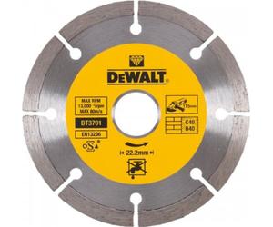 DeWALT DT3701 Lame diamantée segmentée 115 x 22,2 mm pour la coupe a sec